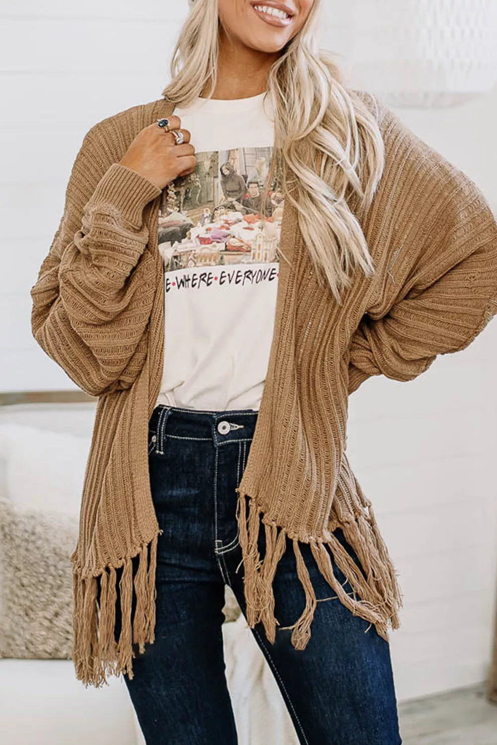 Khaki Fringe Cardigan